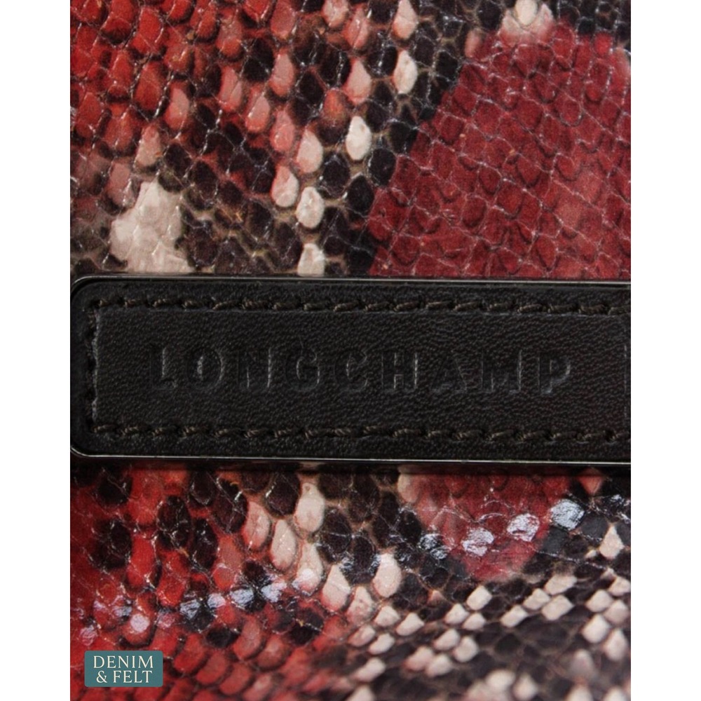 Longchamp Rare Red Python Print Large Tote Bag Travel Weekender Shopper Purse - Picture 10 of 15